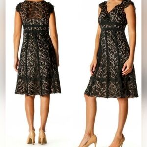 Ann Taylor LOFT Black Lace Overlay Cocktail Dress Size 4